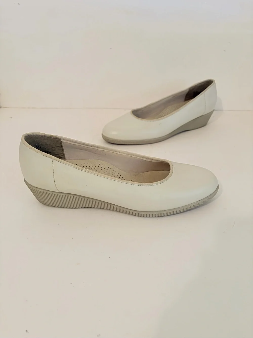 Softspots Bone Leather Stephanie Low Wedge Slip On Comfort Shoes